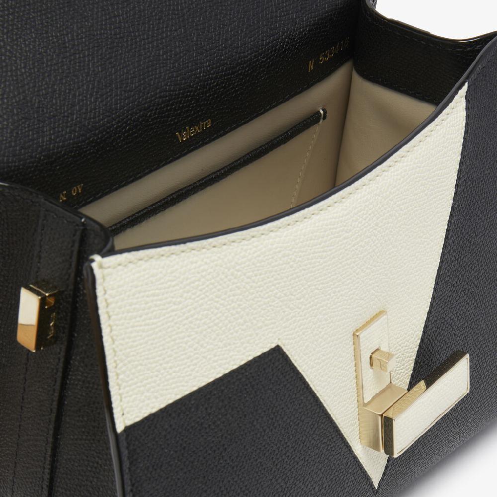 Valextra Borsetta a mano Mini Nera con intarsi geometrici | Valextra Iside Saldi