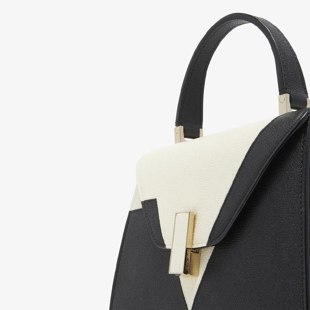 Valextra Borsetta a mano Mini Nera con intarsi geometrici | Valextra Iside Saldi
