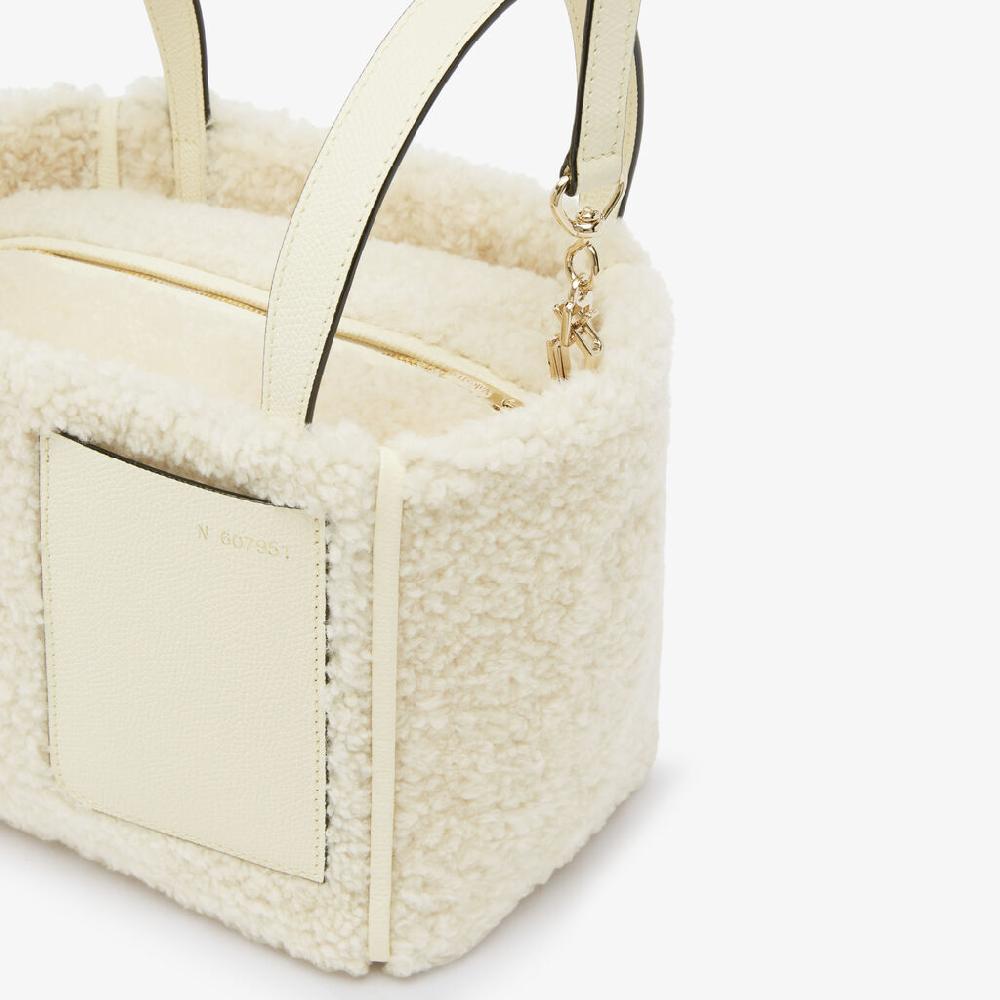 Valextra BORSA SECCHIELLO MINI CON TRACOLLA MONTONE/VITELLO VS ORO CHIARO Saldi Di Fabbrica