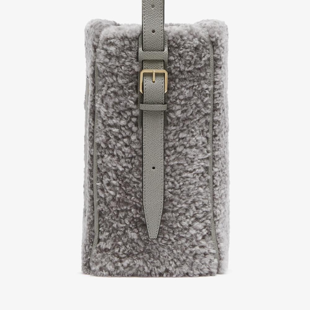 Valextra Borsa a secchiello da Donna Mini Shearling Grigia | Valextra Soft I Più Venduti