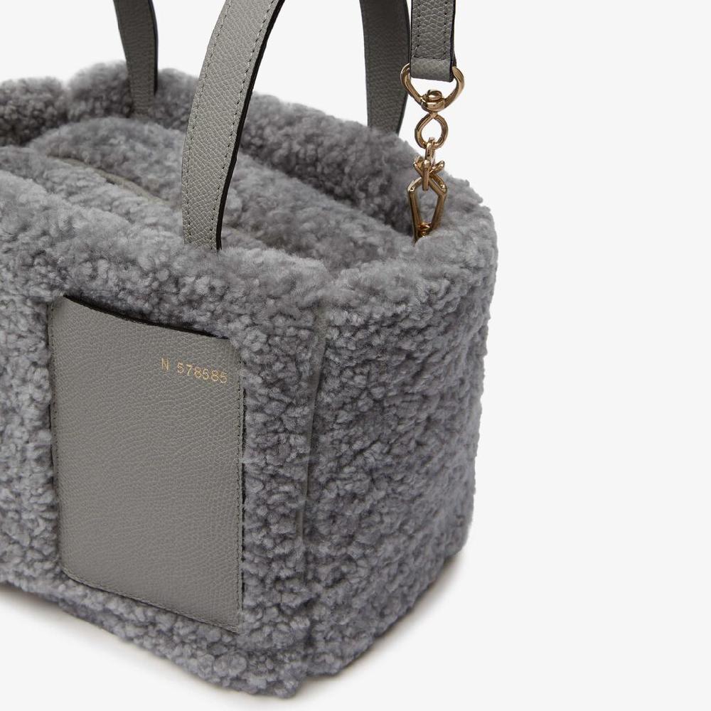 Valextra Borsa a secchiello da Donna in Shearling Grigia | Valextra Soft Vendite Flash