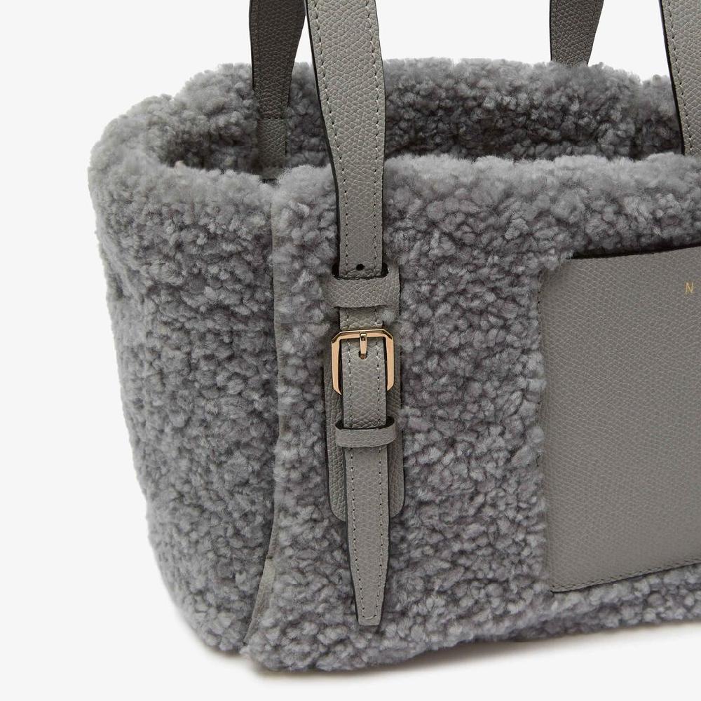 Valextra Borsa a secchiello da Donna in Shearling Grigia | Valextra Soft Vendite Flash