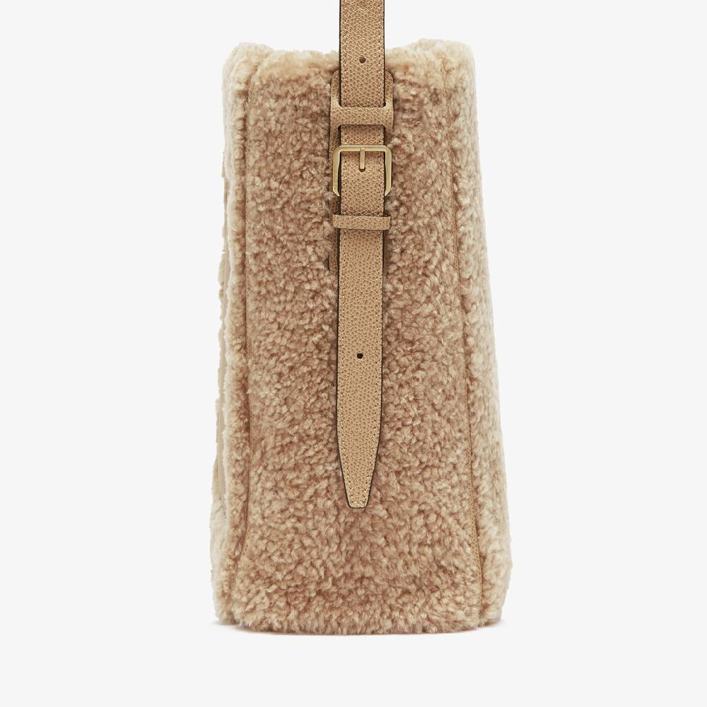 Valextra Borsa a secchiello da Donna Mini Shearling Beige | Valextra Soft Negozio