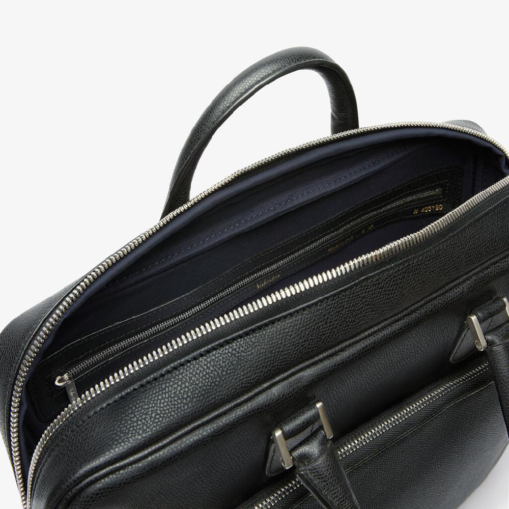 Valextra Borsa business Media in Pelle Nera | Valextra Avietta In Saldo