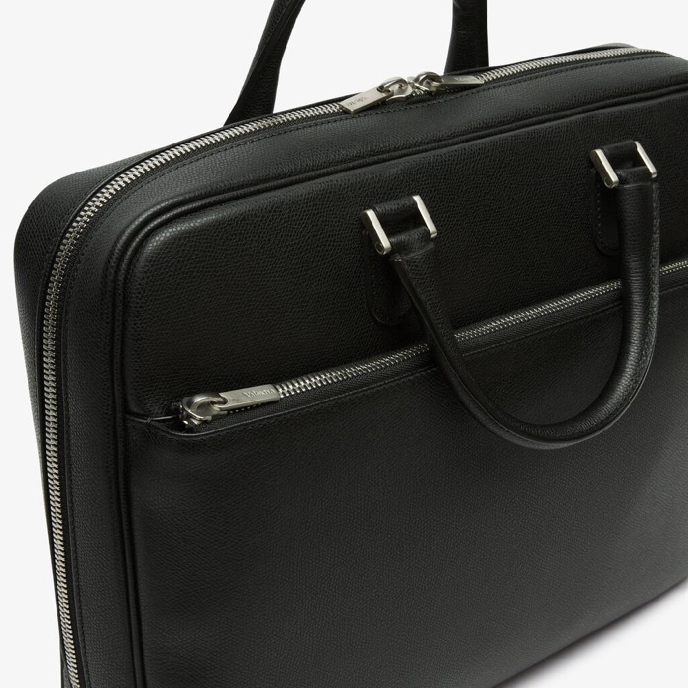 Valextra Borsa business Media in Pelle Nera | Valextra Avietta In Saldo