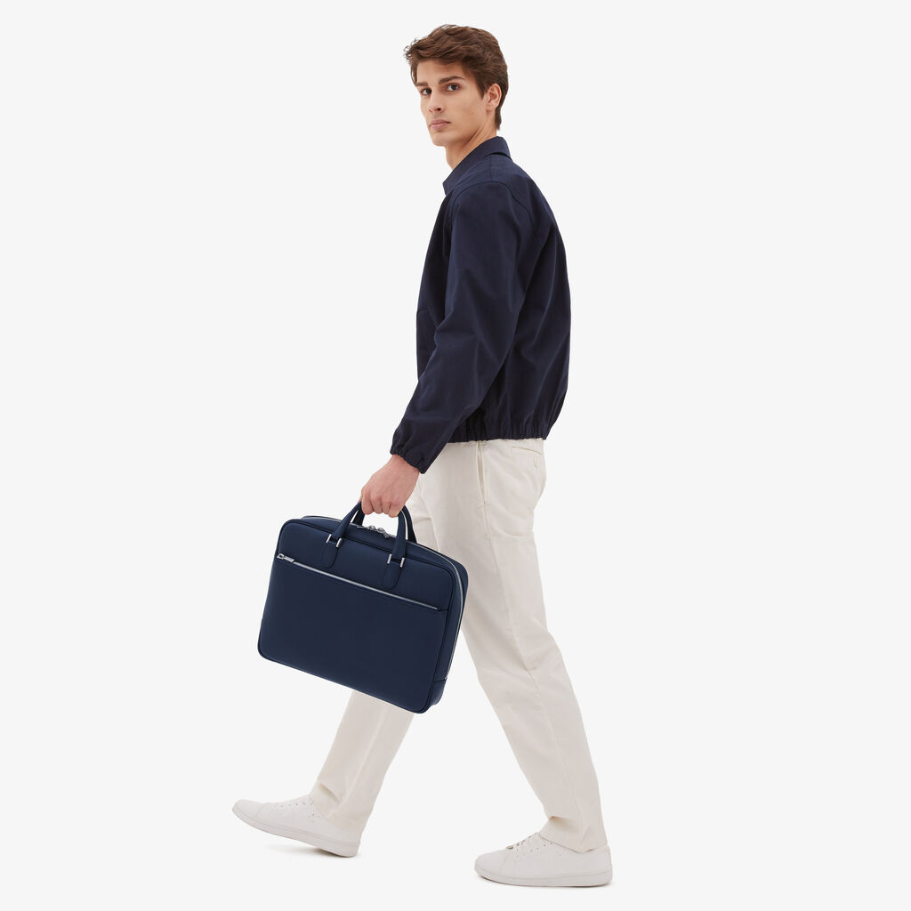 Valextra Borsa business Media in Pelle Blu | Valextra Avietta Spedizione gratuita