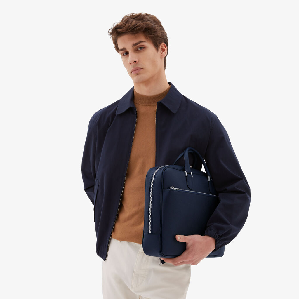 Valextra Borsa business Media in Pelle Blu | Valextra Avietta Spedizione gratuita