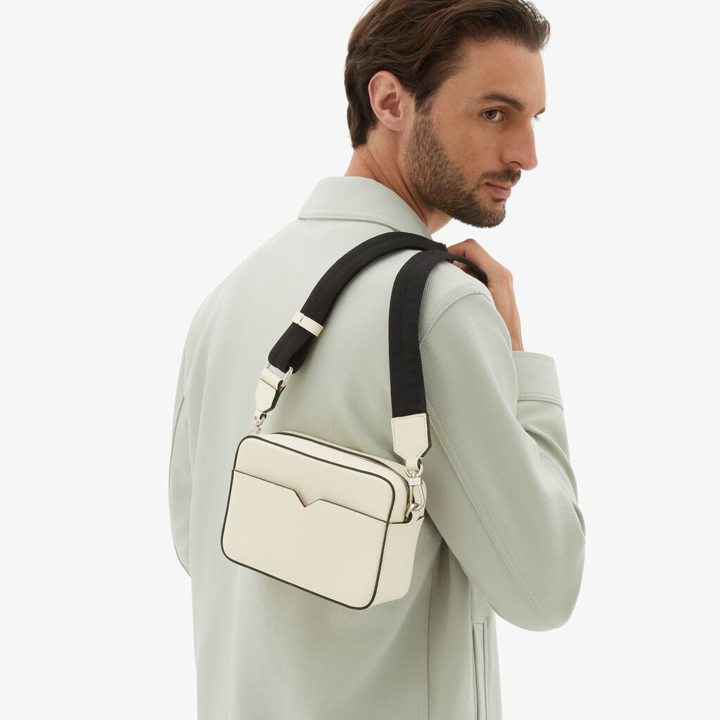 Valextra Borsa a tracolla da Uomo di Lusso in Pelle Bianca | Valextra V-Line Grande vendita