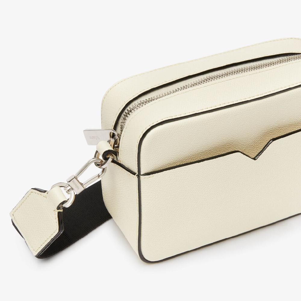 Valextra Borsa a tracolla da Uomo di Lusso in Pelle Bianca | Valextra V-Line Grande vendita