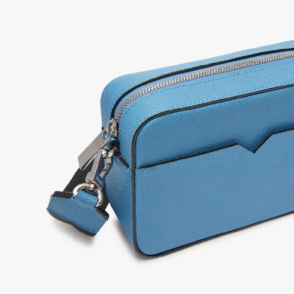 Valextra Borsa a tracolla Uomo di Lusso in Pelle Azzurra | Valextra V-Line Flash Sale