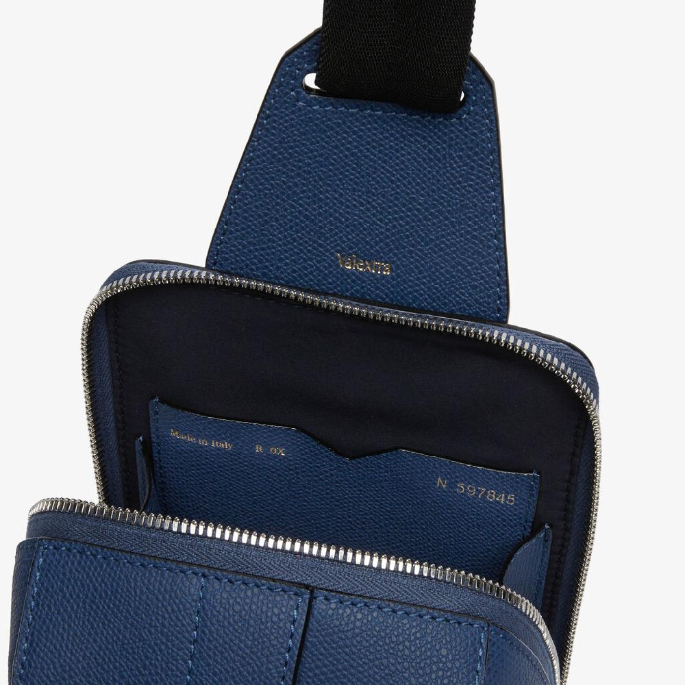 Valextra Zaino monospalla Uomo in Pelle Blu Zaffiro | Valextra V-Line Fornitura limitata