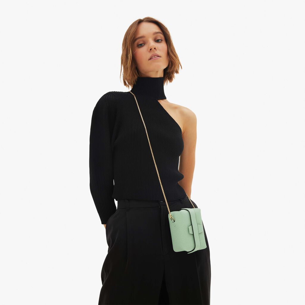 Valextra Borsa a tracolla Nano in Pelle Verde Acqua | Valextra Tric Trac Offerta San Valentino