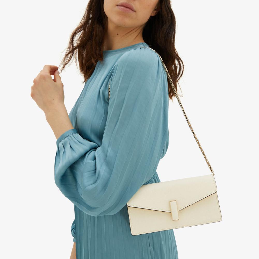 Valextra Pochette in Pelle Bianca con tracolla | Valextra Iside Vendita calda