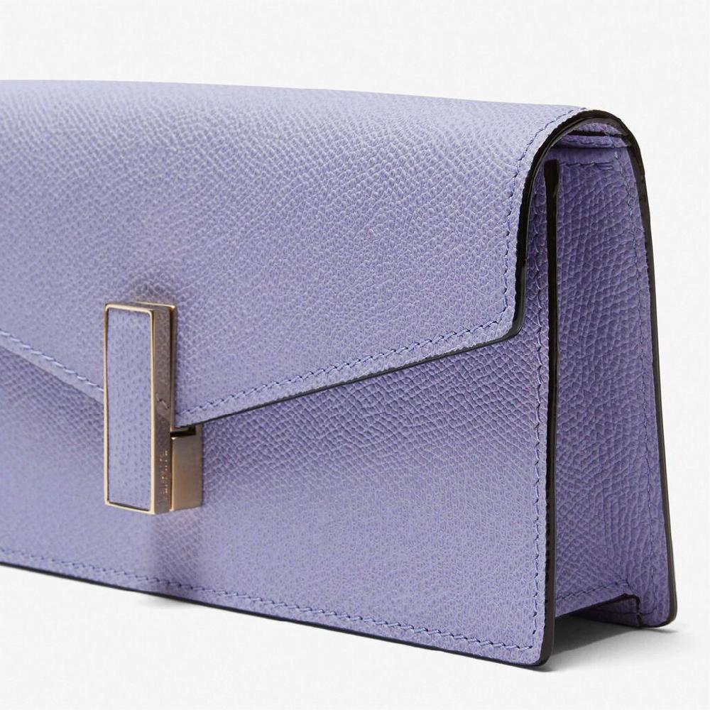Valextra Pochette minimal da Donna in Pelle Lilla | Valextra Iside Latest fashion