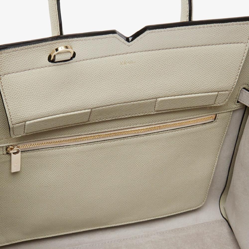 Valextra Borsa A Due Manici Milano Media | Pelle di vitello Millepunte Soft | Grigio Lino | Valextra Online Outlet