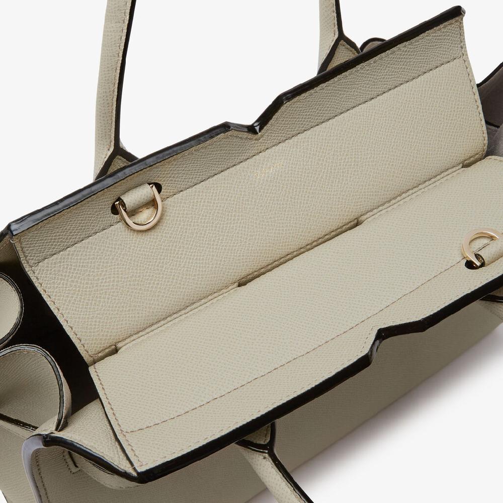 Valextra Borsa A Due Manici Milano Media | Pelle di vitello Millepunte Soft | Grigio Lino | Valextra Online Outlet