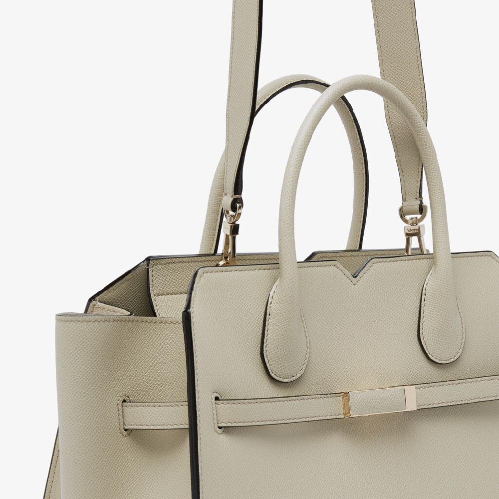 Valextra Borsa A Due Manici Milano Media | Pelle di vitello Millepunte Soft | Grigio Lino | Valextra Online Outlet