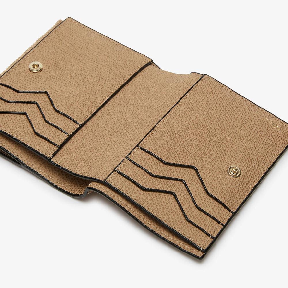 Valextra Portafoglio bifold con bottone di Lusso in Pelle Beige | Valextra Bestseller