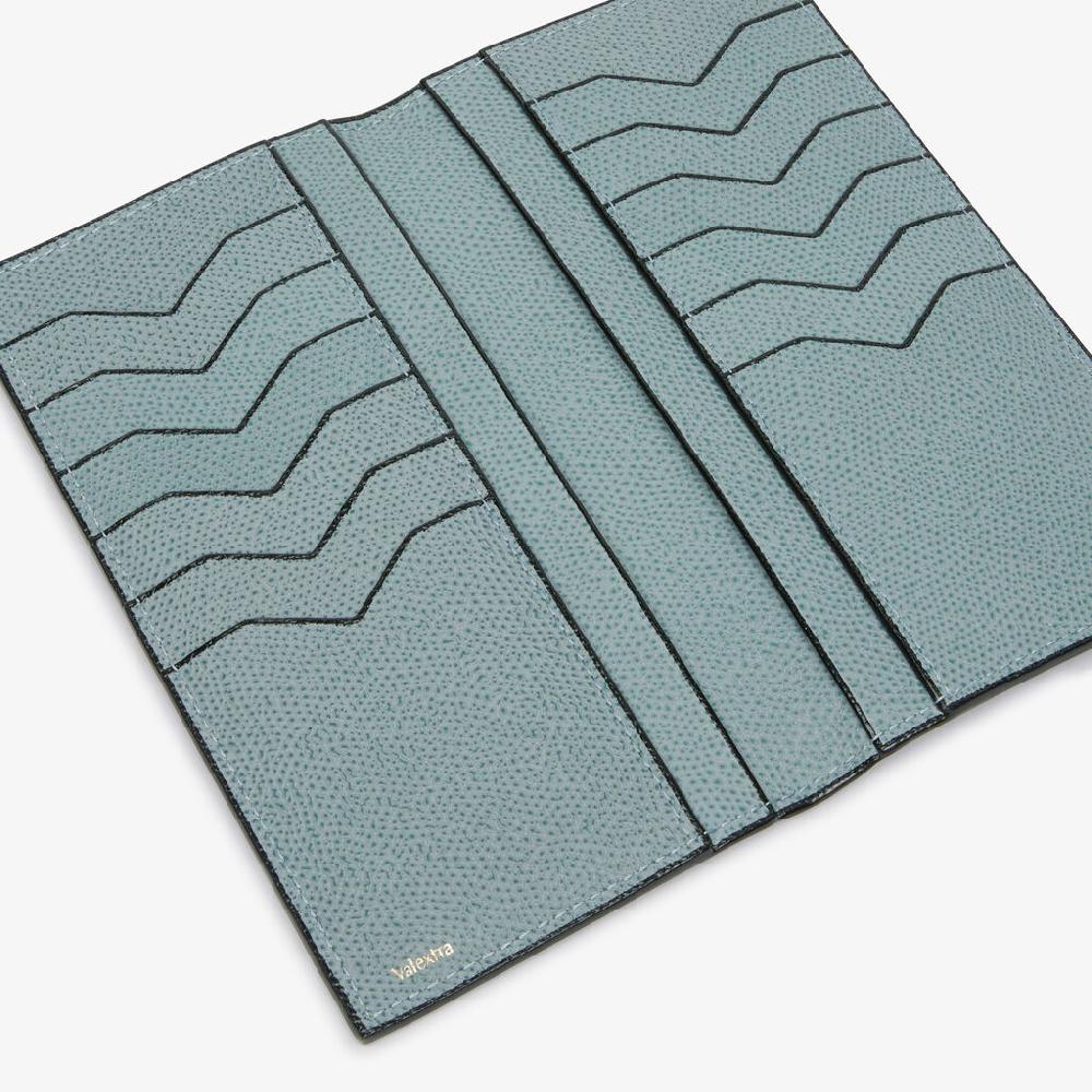 Valextra Portafoglio verticale bifold in Pelle Azzurra cerulea | Valextra Liquidazione