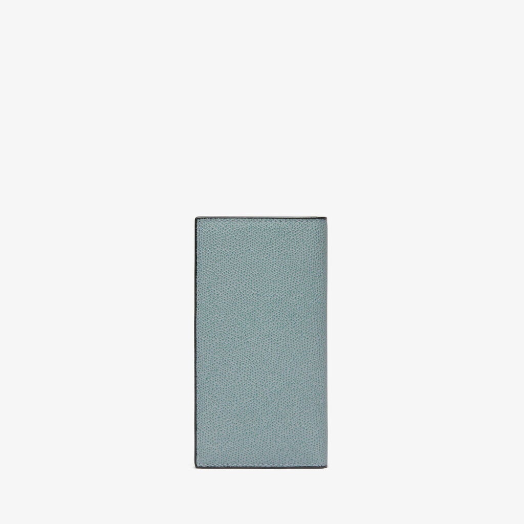 Valextra Portafoglio verticale bifold in Pelle Azzurra cerulea | Valextra Liquidazione