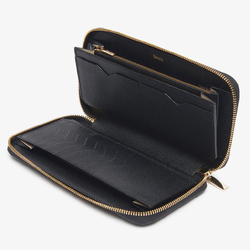 Valextra Portafoglio da Donna di Lusso in Pelle Nera | Valextra Zip Around Rilascio limitato
