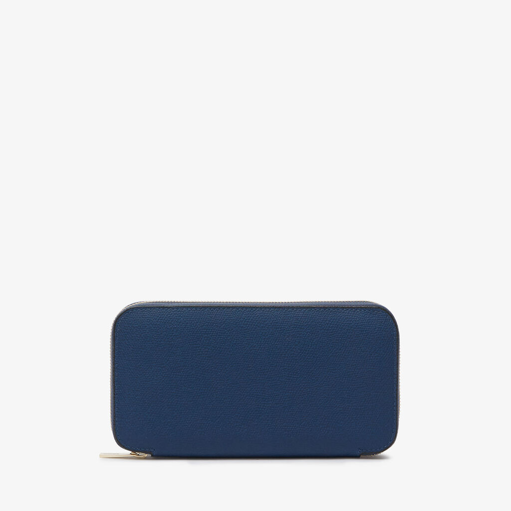 Valextra Portafoglio da Uomo in Pelle Blu Zaffiro | Valextra Zip Around Ultimi tre giorni
