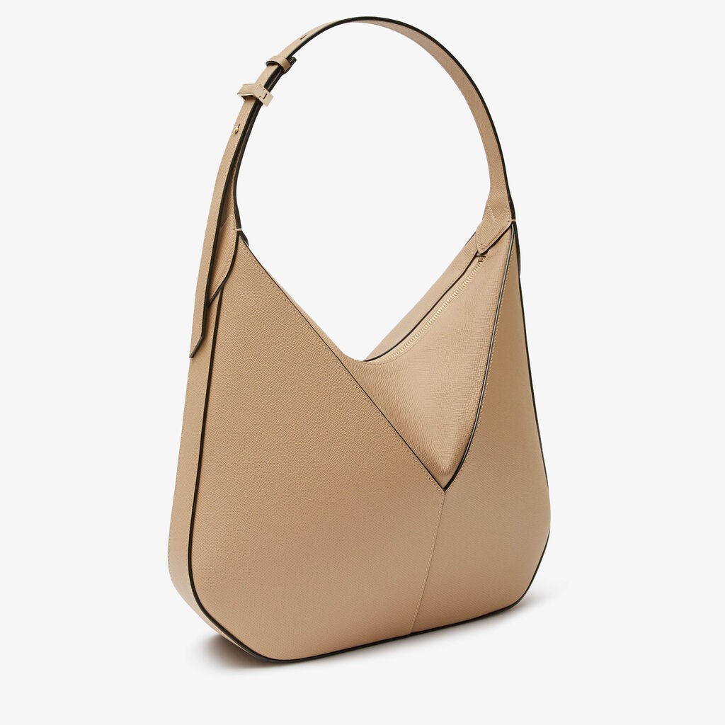 Valextra Borsa hobo da Donna di Lusso in Pelle rigida Beige | Valextra Vivi Super sconto