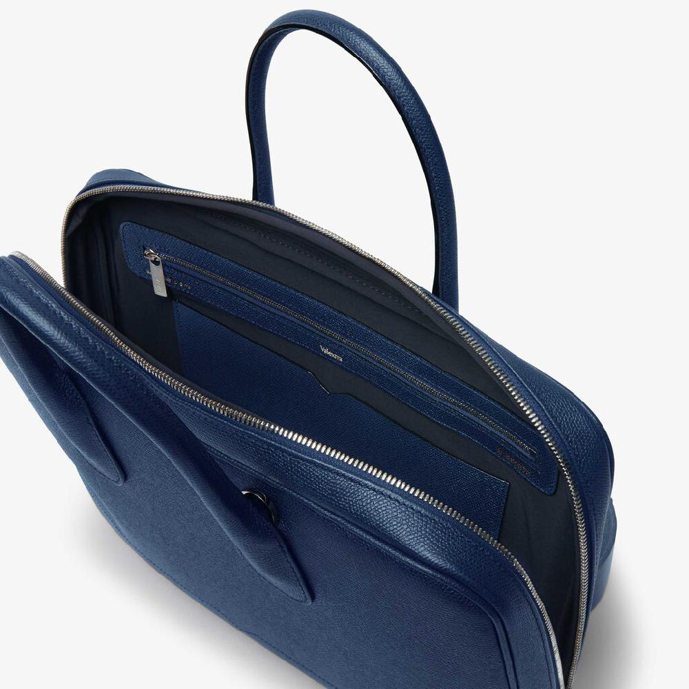 Valextra Borsa da computer Uomo in Pelle Blu Zaffiro | Valextra My Logo Limitato a 3 giorni