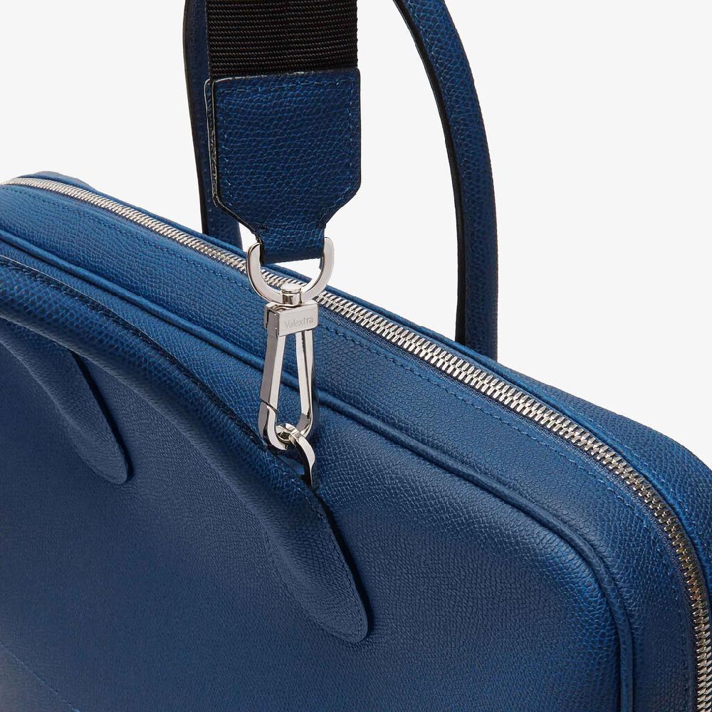 Valextra Borsa da computer Uomo in Pelle Blu Zaffiro | Valextra My Logo Limitato a 3 giorni