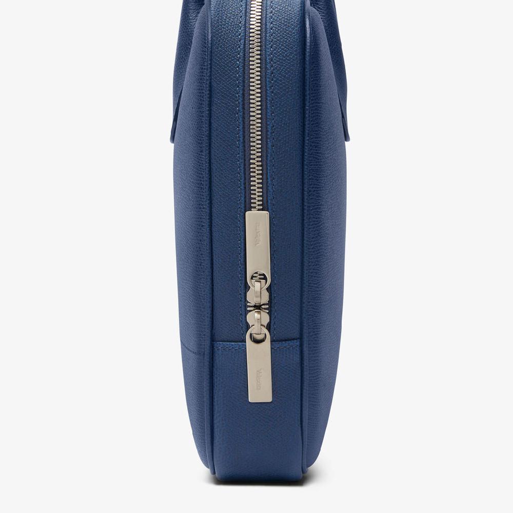 Valextra Borsa da computer Uomo in Pelle Blu Zaffiro | Valextra My Logo Limitato a 3 giorni