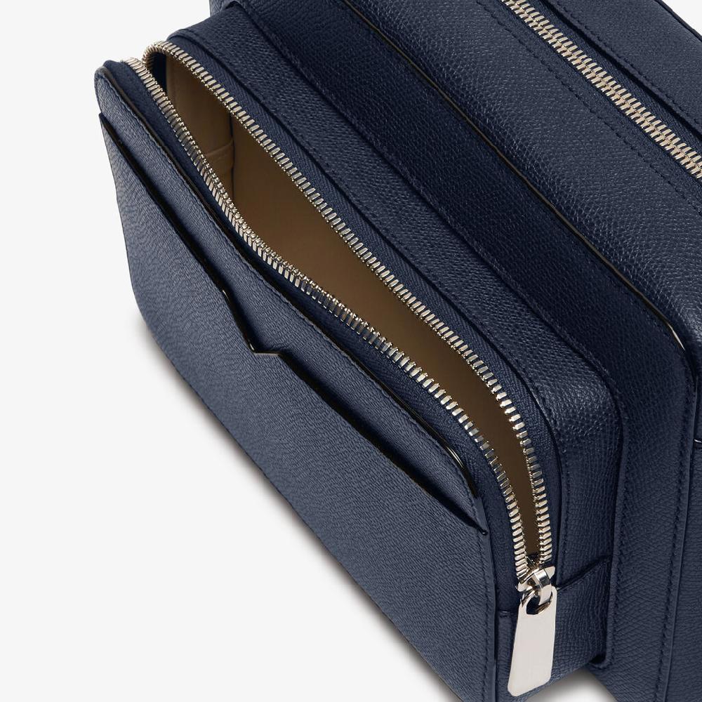 Valextra Borsetta Reporter in Pelle Blu con zip | Valextra V-Line Duty-free