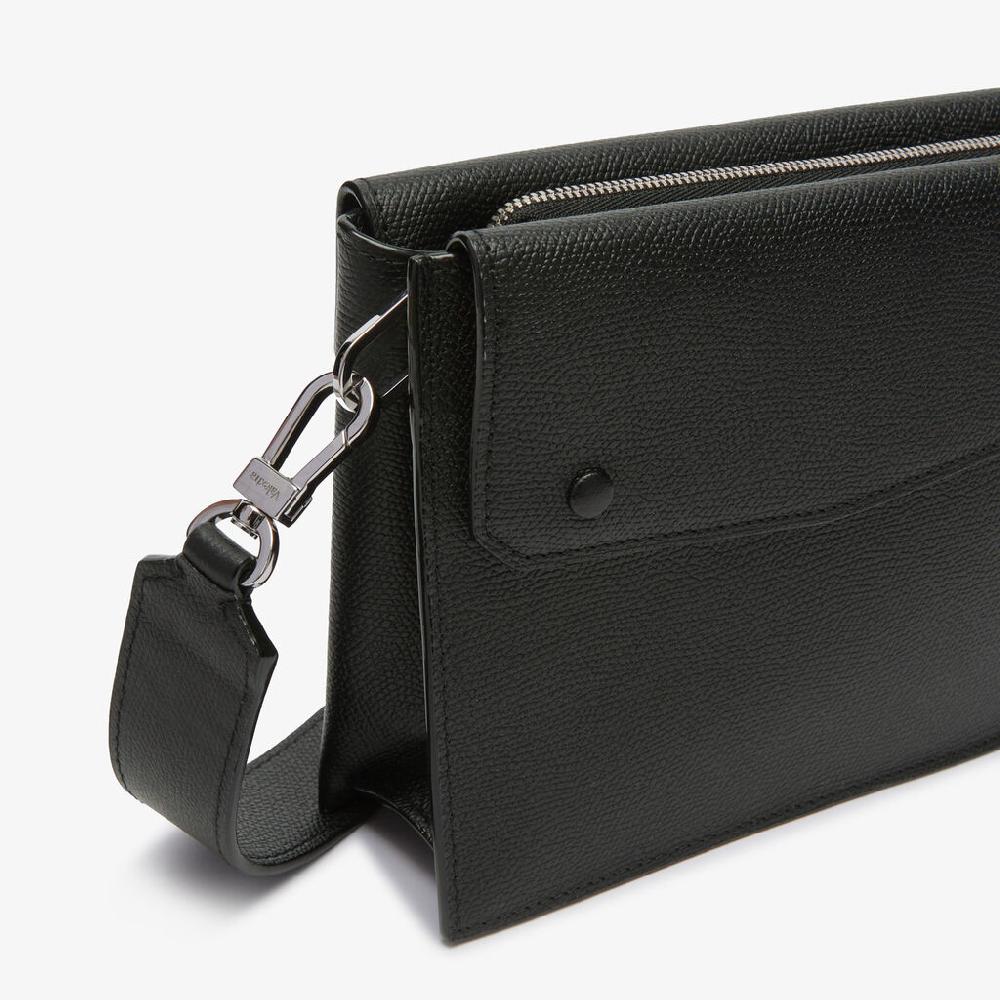 Valextra Borsa a tracolla da Uomo in Pelle Nera | Valextra Pocket Italy