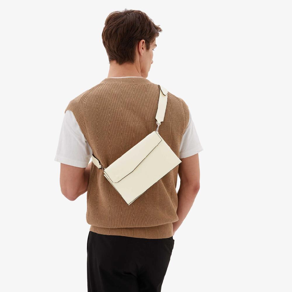 Valextra Borsa a tracolla da Uomo in Pelle Bianca | Valextra Pocket Italia