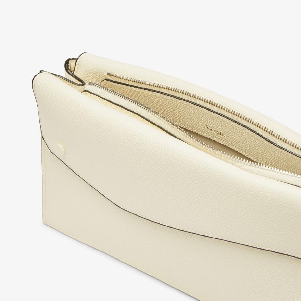 Valextra Borsa a tracolla da Uomo in Pelle Bianca | Valextra Pocket Italia