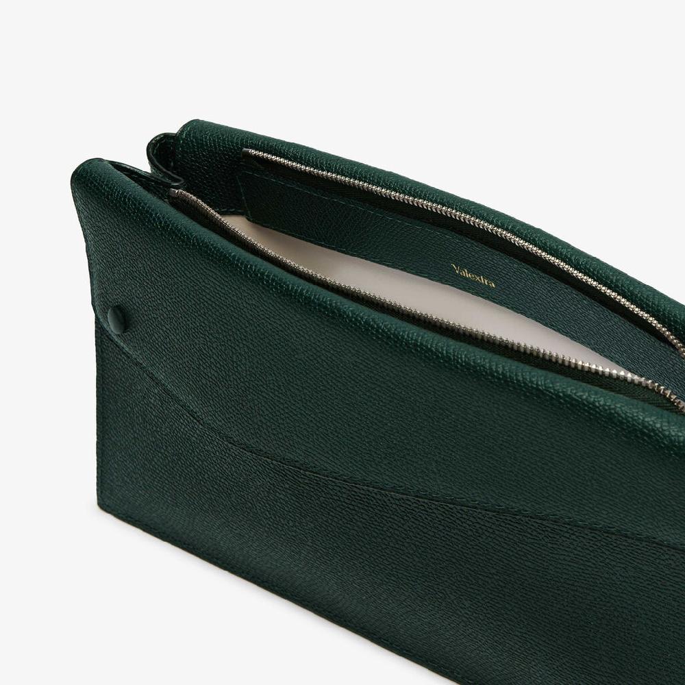 Valextra Borsa tracolla da Uomo di Lusso in Pelle Verde | Valextra Pocket In Linea