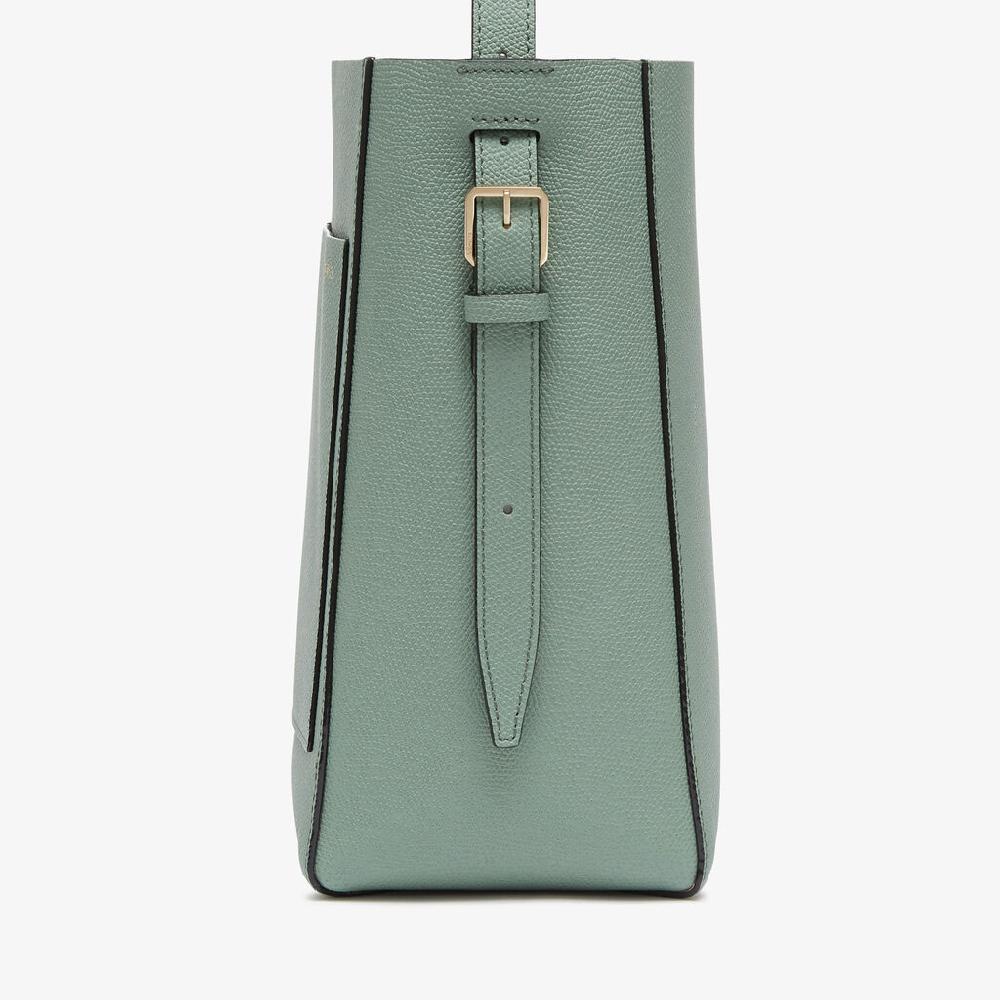 Valextra Borsa a Secchiello Soft Mini | Pelle di vitello Millepunte | Verde Eucalipto | Valextra Promozione