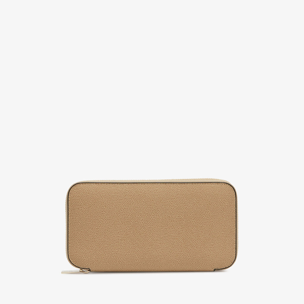 Valextra Portafoglio da Donna di Lusso in Pelle Beige | Valextra Zip Around Sottocosto