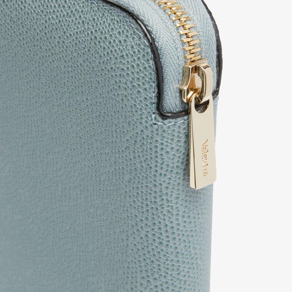 Valextra Portafoglio da Donna di Lusso in Pelle Azzurra | Valextra Zip Around Convenienza