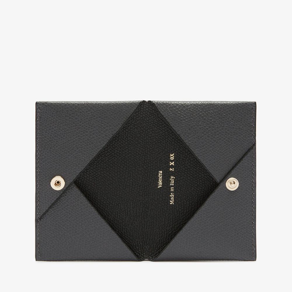 Valextra Porta carte da Uomo di Lusso in Pelle Grigia e Nera | Valextra Presa