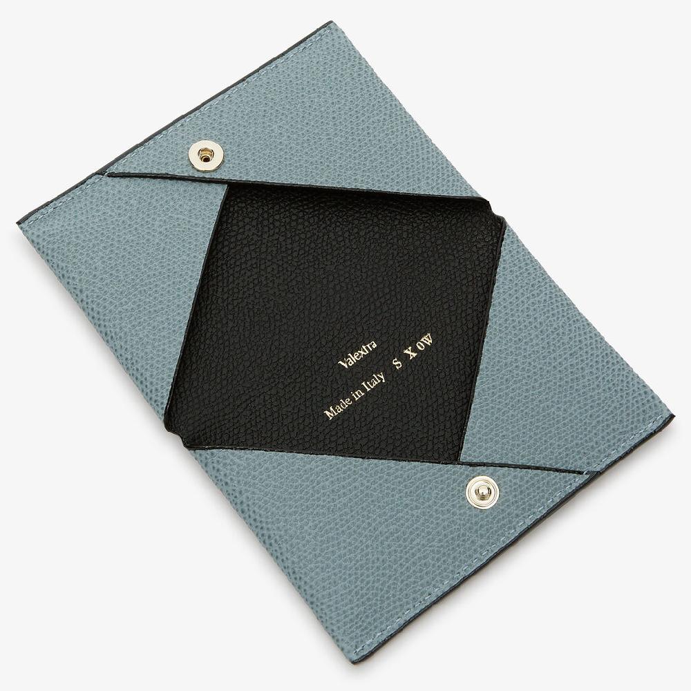 Valextra Porta carte piccolo di Lusso in Pelle Blu e Nera | Valextra Offerta