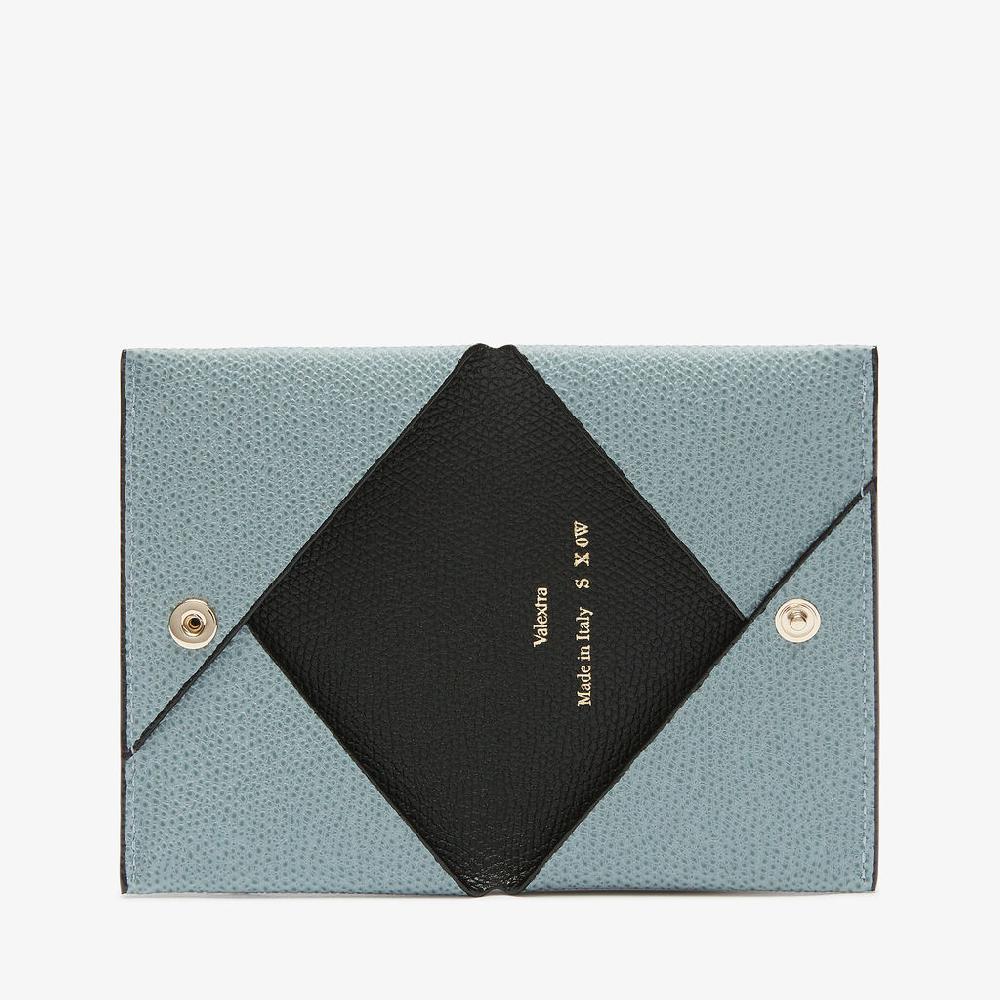 Valextra Porta carte piccolo di Lusso in Pelle Blu e Nera | Valextra Offerta
