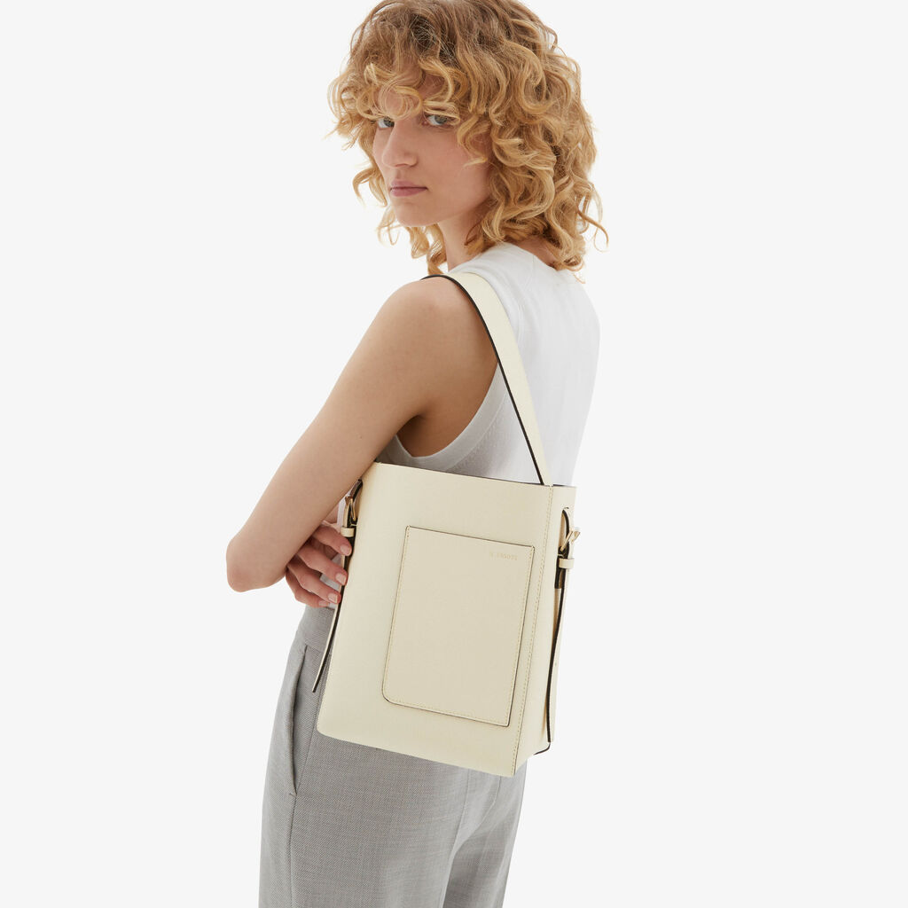 Valextra Borsa a secchiello da Donna Mini in Pelle Bianca | Valextra Soft Online