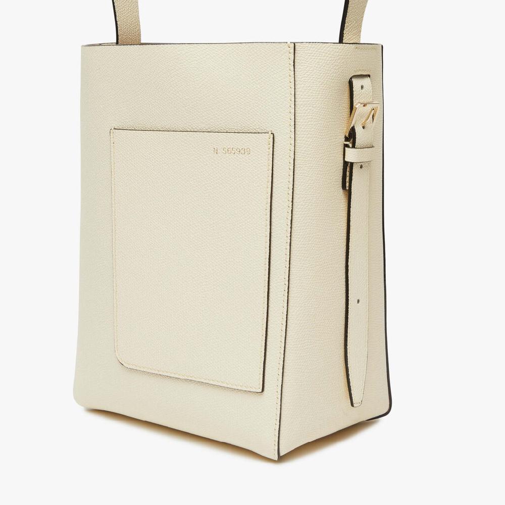 Valextra Borsa a secchiello da Donna Mini in Pelle Bianca | Valextra Soft Online