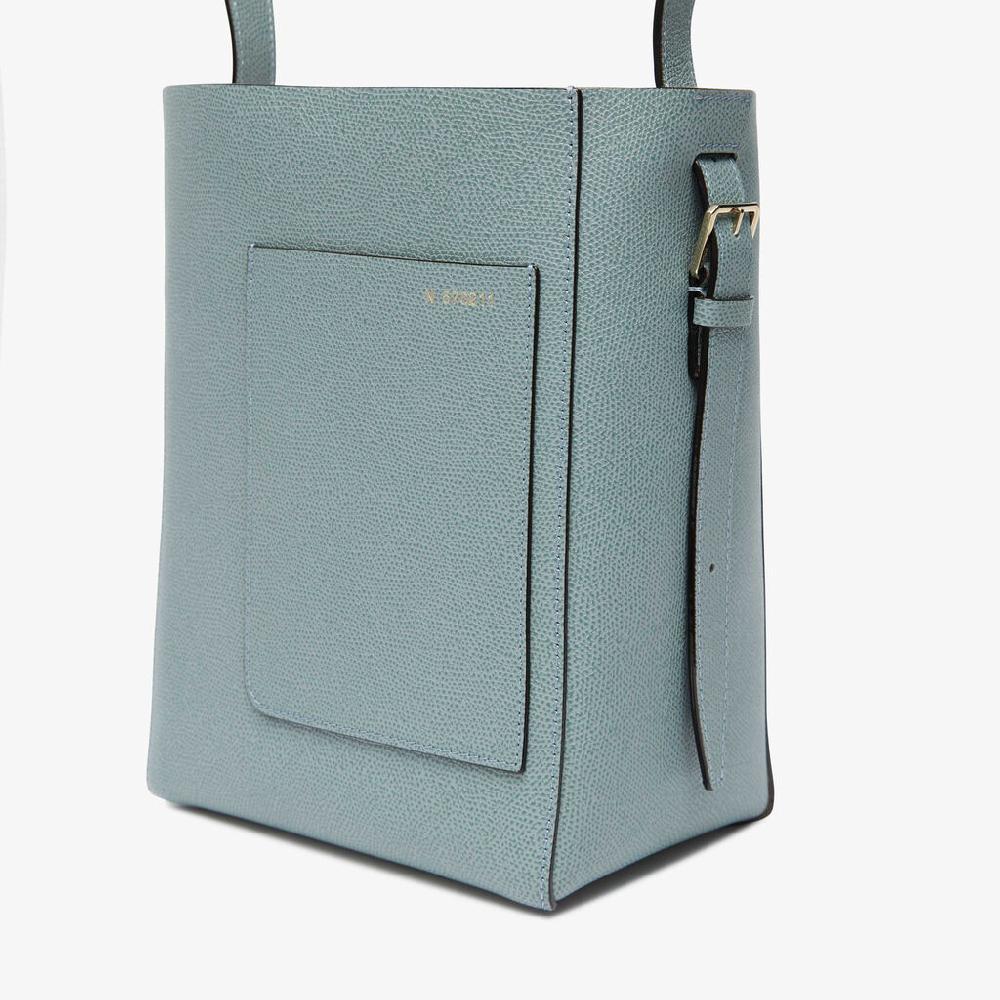Valextra Borsa a secchiello da Donna Mini in Pelle Azzurra | Valextra Soft Outlet
