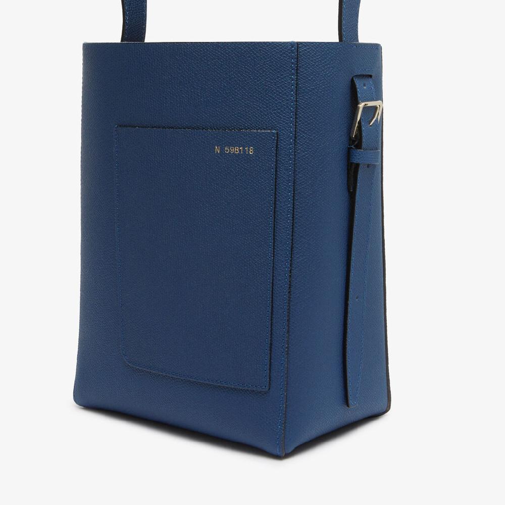 Valextra Borsa a secchiello da Donna in Pelle Blu Zaffiro | Valextra Soft In Vendita