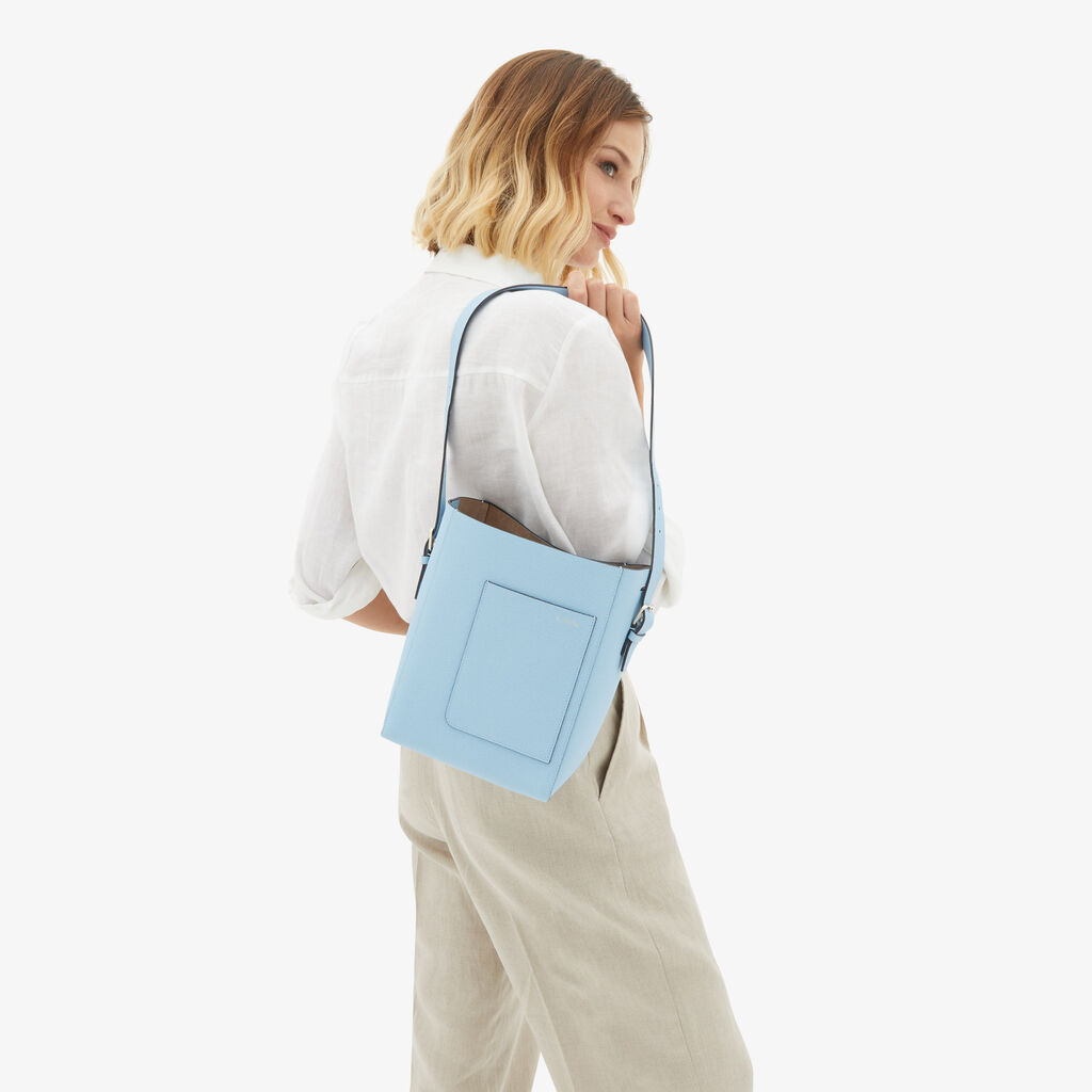 Valextra Borsa a secchiello da Donna Mini in Pelle Blu | Valextra Soft Saldi