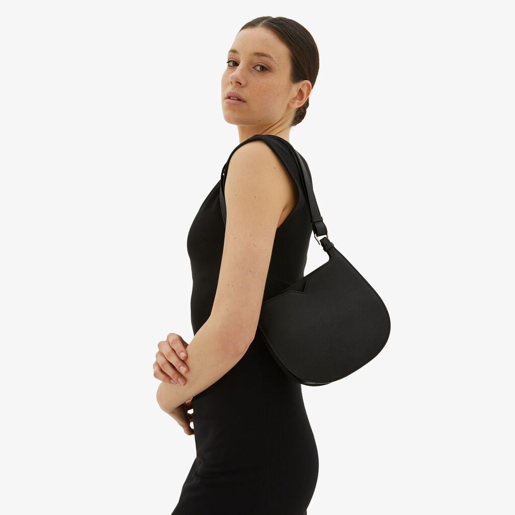 Valextra Borsa a spalla Mini in Pelle Nera | Valextra Hobo Vendita Calda