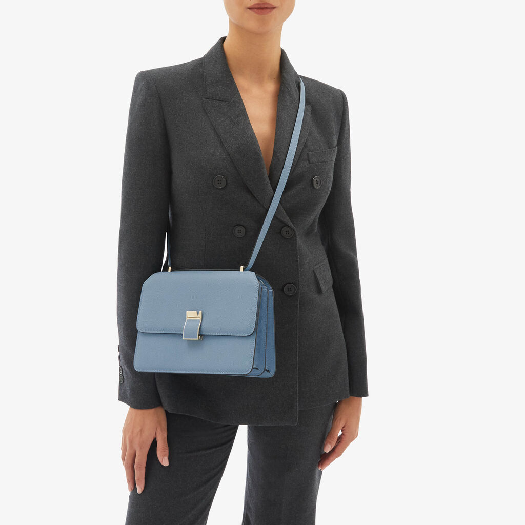 Valextra Borsa tracolla da Donna di Lusso in Pelle Azzurra | Valextra In Saldo