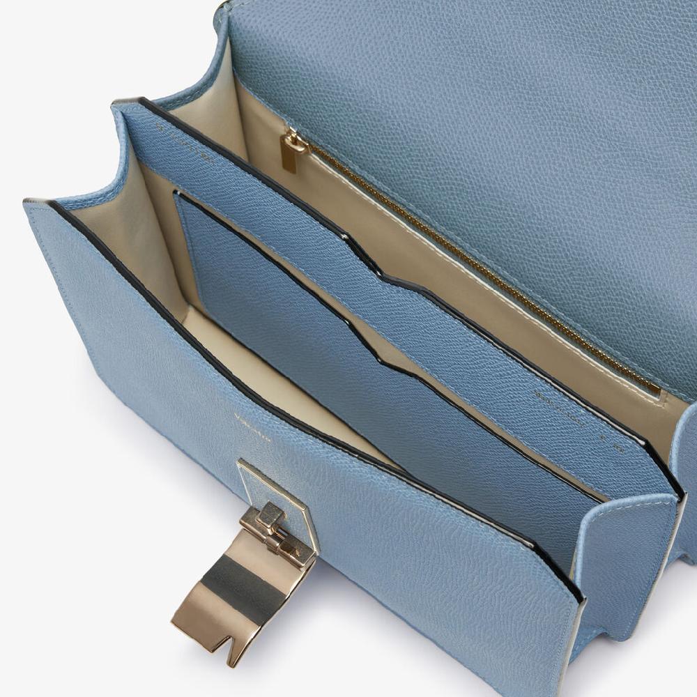 Valextra Borsa tracolla da Donna di Lusso in Pelle Azzurra | Valextra In Saldo