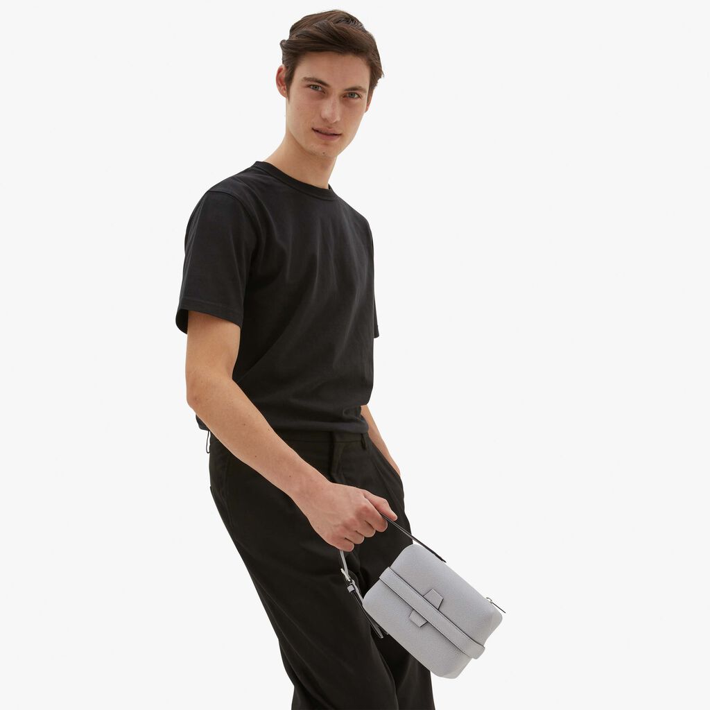 Valextra Borsa rigida a tracolla in Pelle Grigia | Valextra Tric Trac Prezzo di fabbrica